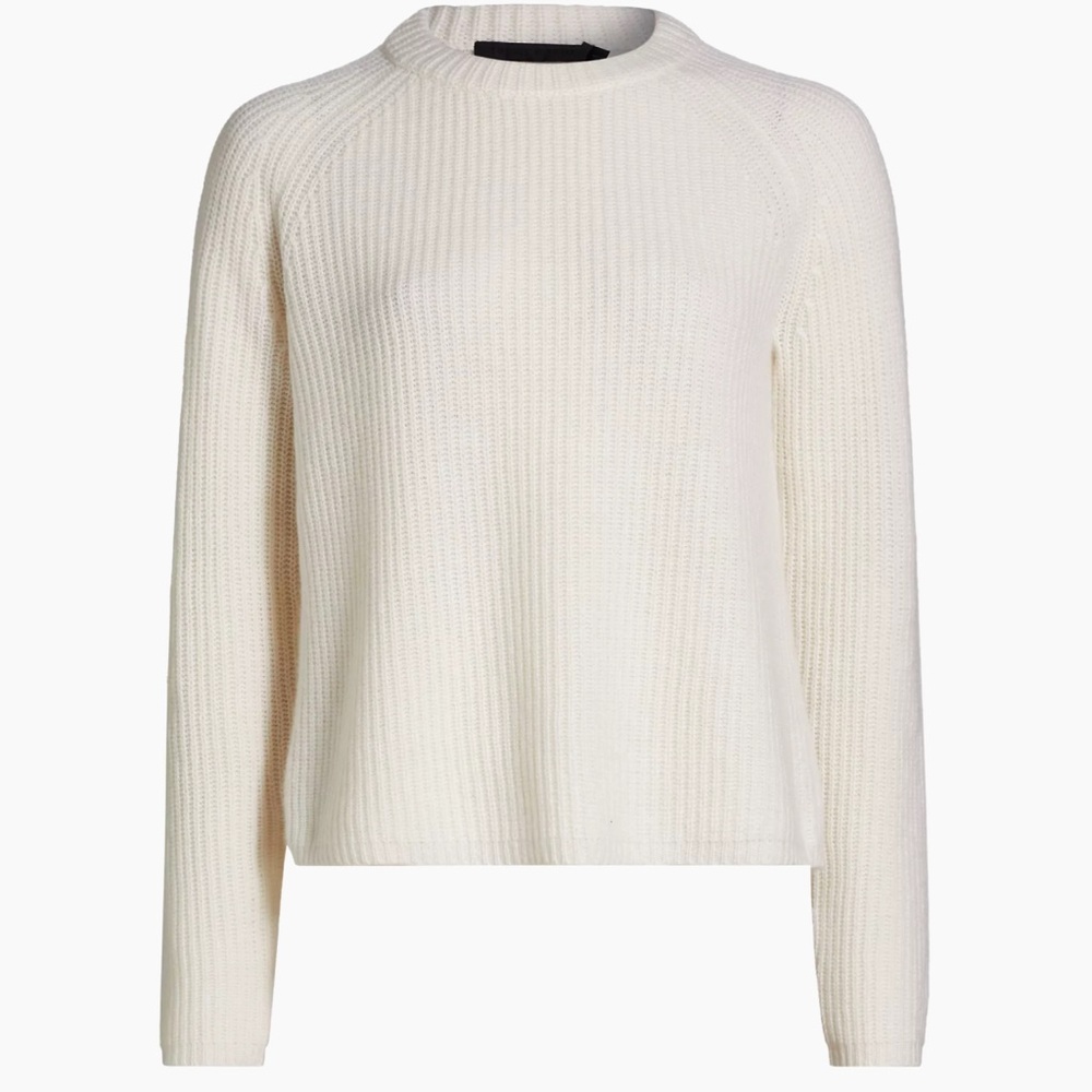 NWT Jenni Kayne 100% Cashmere Fisherman Sweater Ivory Pullover L  Neutral